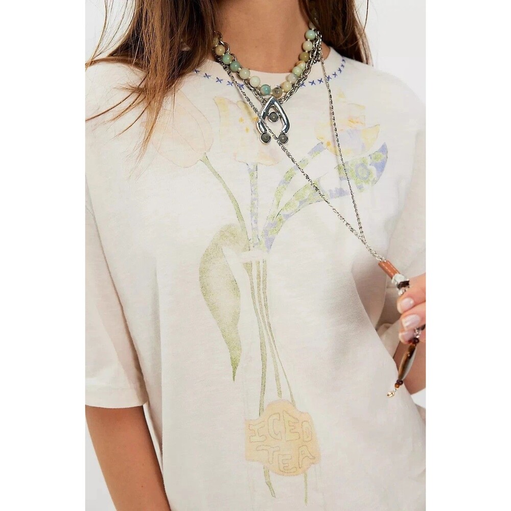 Free People We The Free In Spring Tee Tunic Top Graphic Printed Flower XL 287054